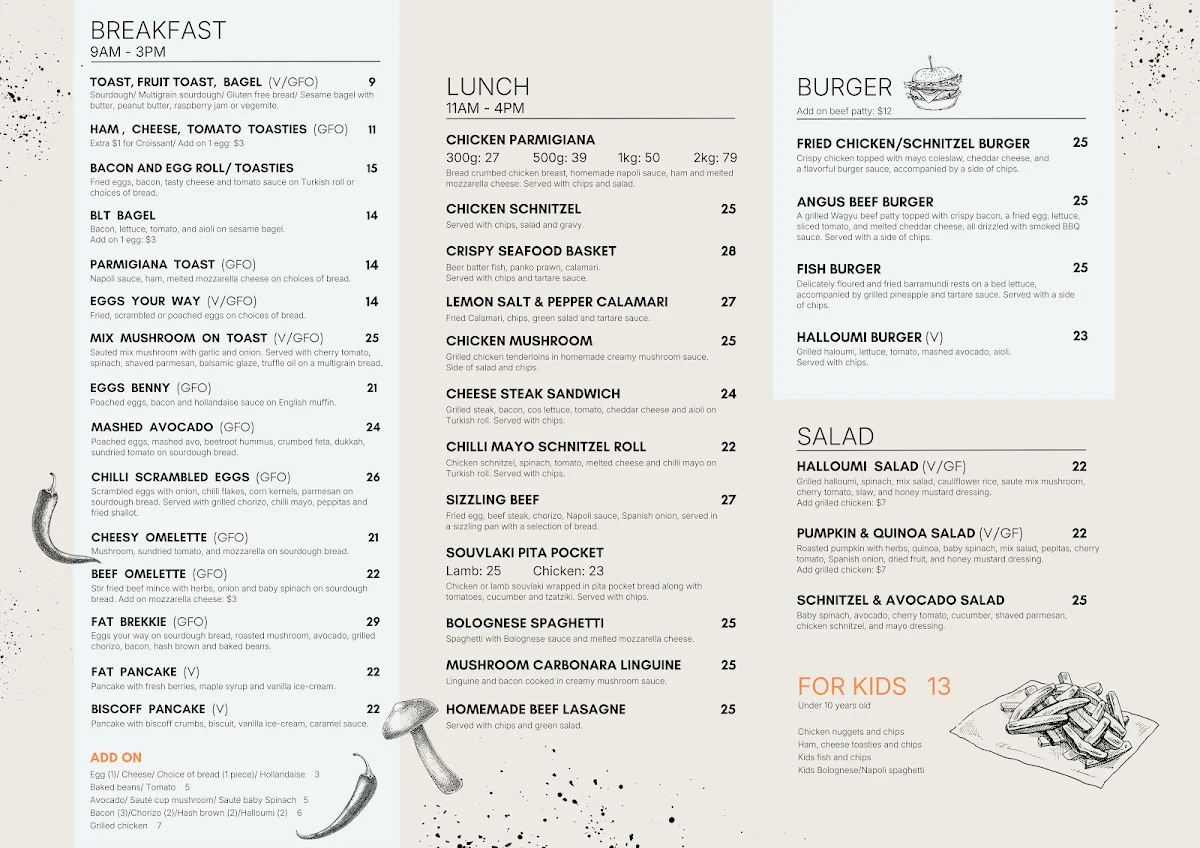 Menu, FAT CHEF Keilor East
