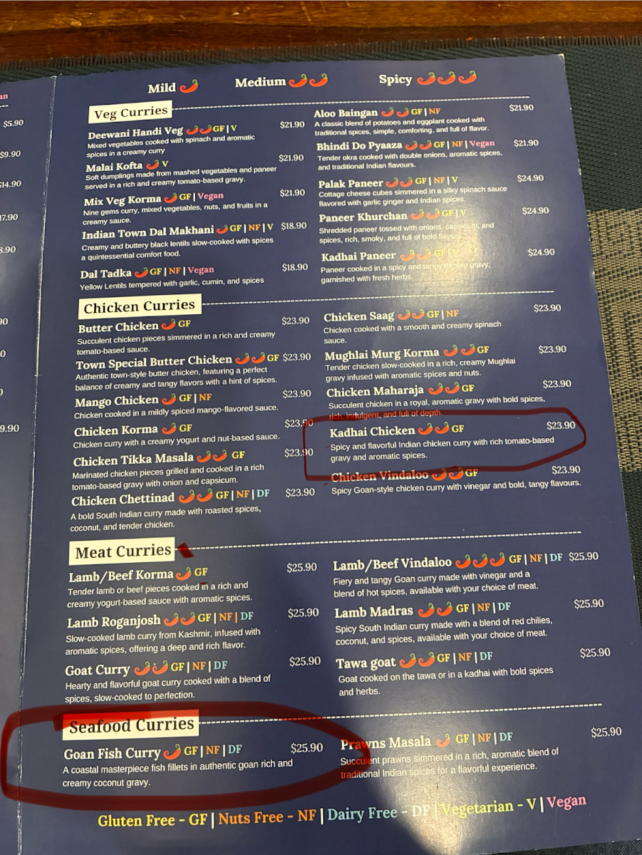 Menu, THE INDIAN TOWN
