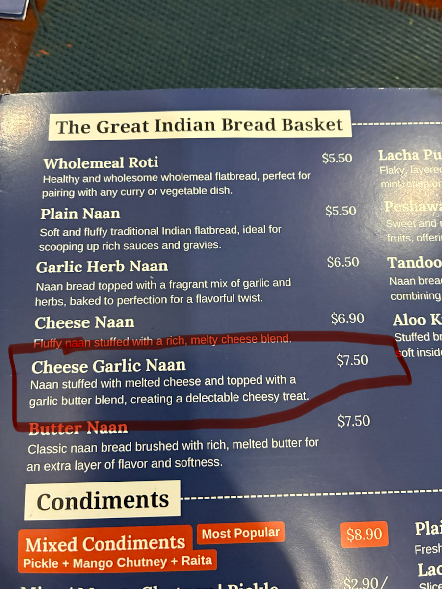 Menu, THE INDIAN TOWN