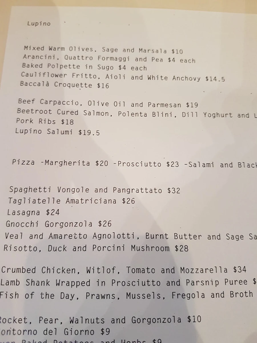 Menu, Lupino