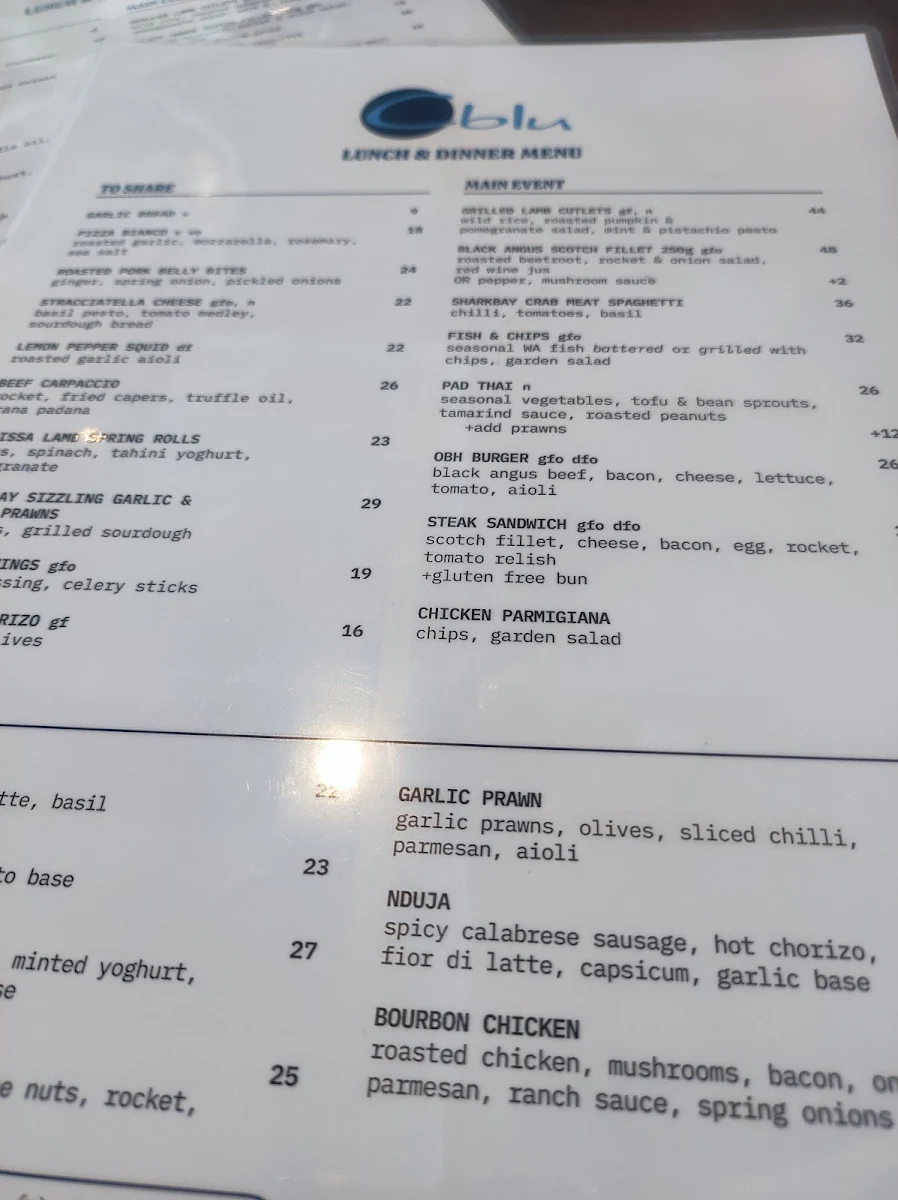 Menu, C Blu