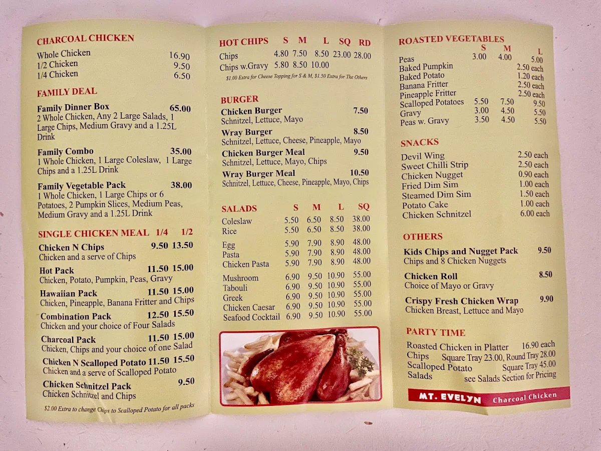Menu, Charcoal Chicken