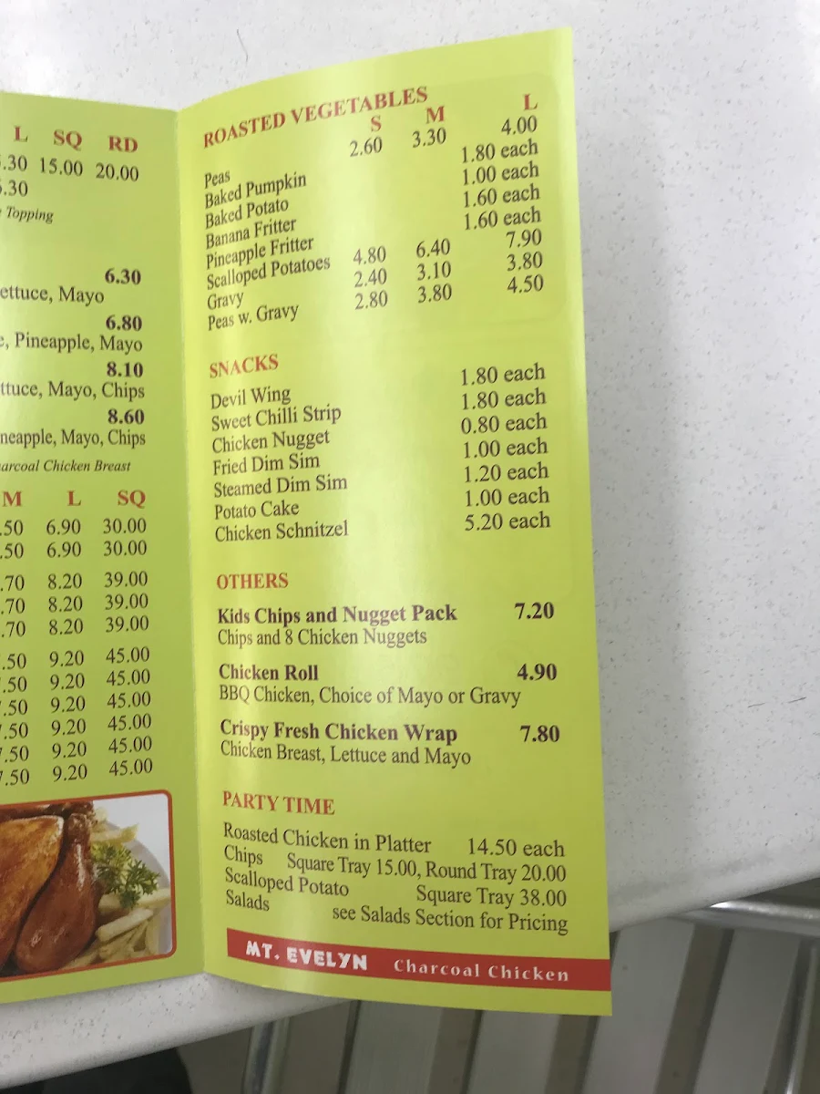 Menu, Charcoal Chicken