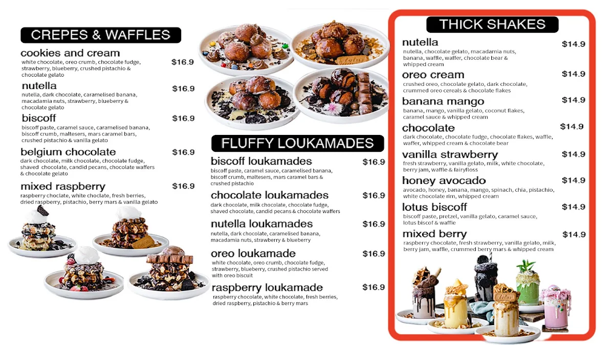 Menu, Ribs Lane Mount Lawley