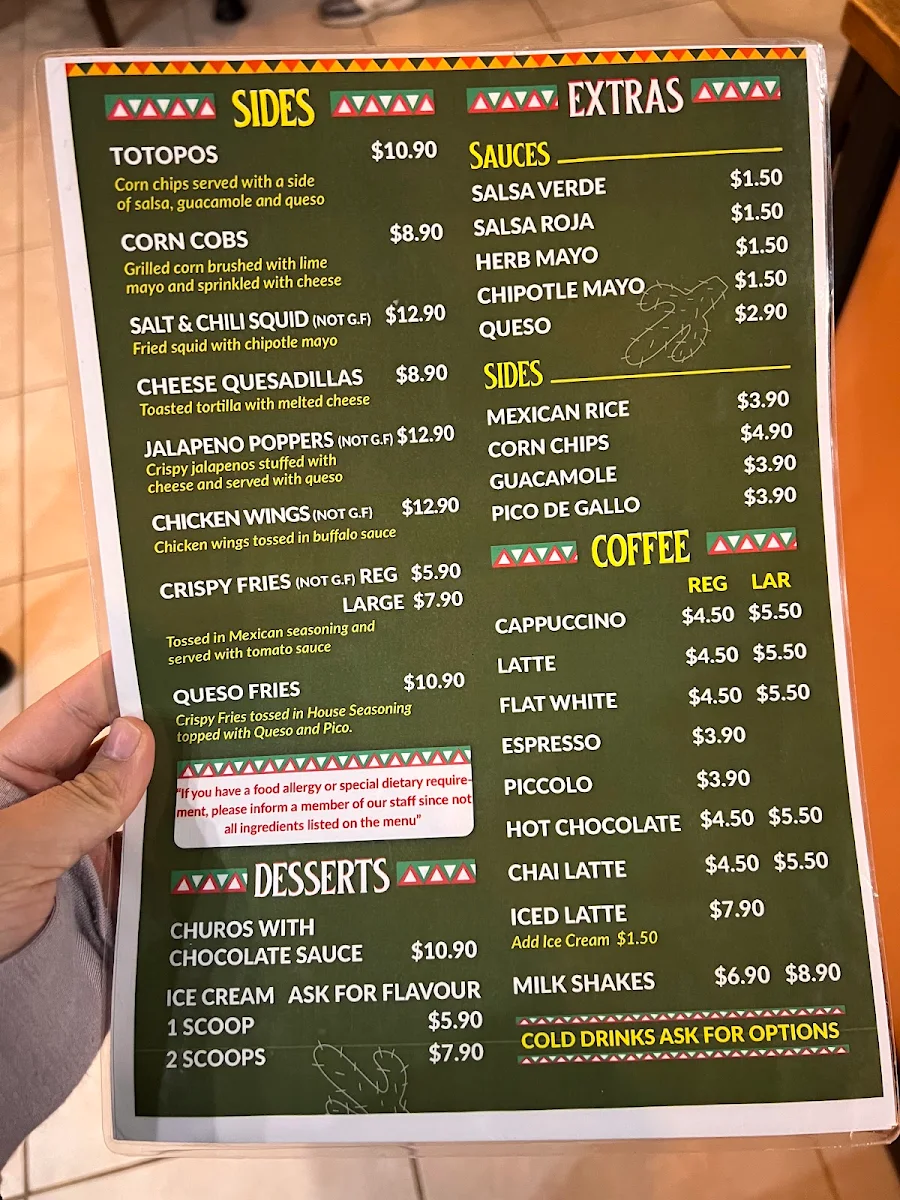 Menu, Guac N' Roll