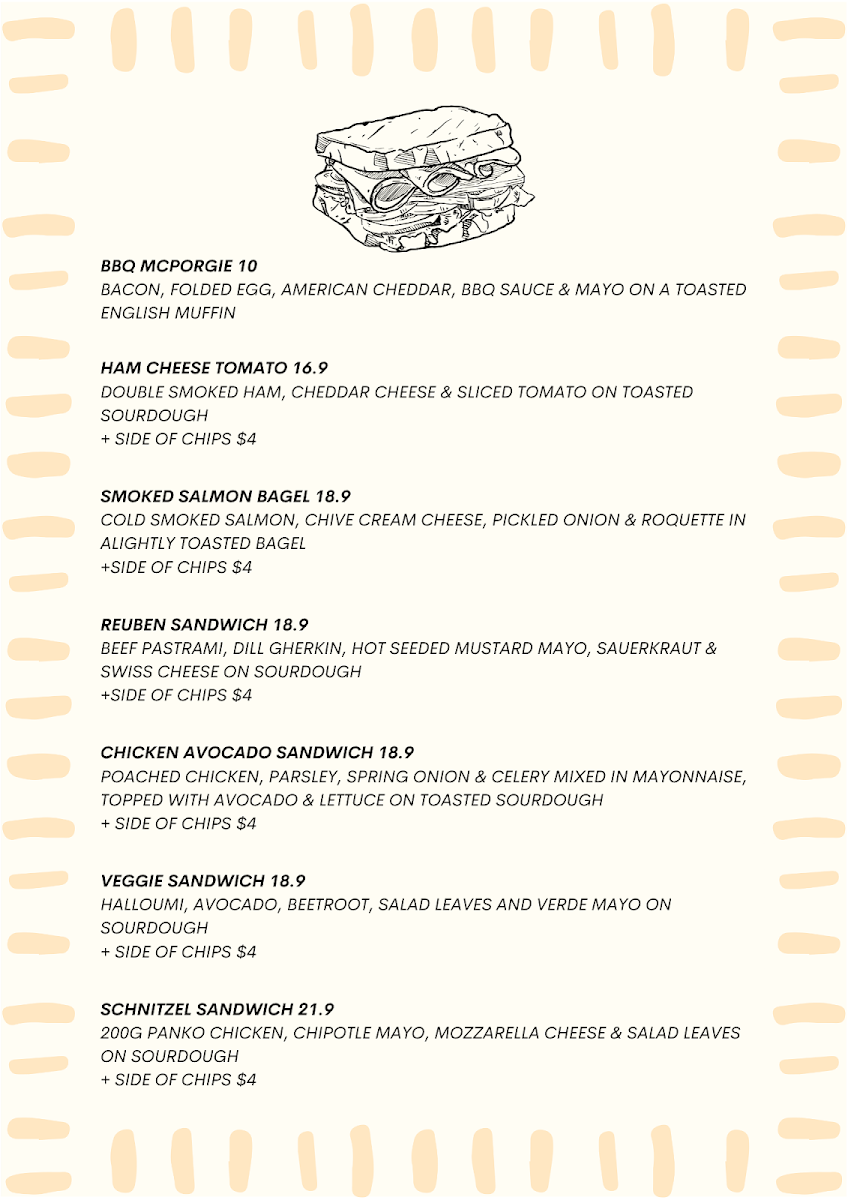 Menu, Porgies Cafe Hawthorn