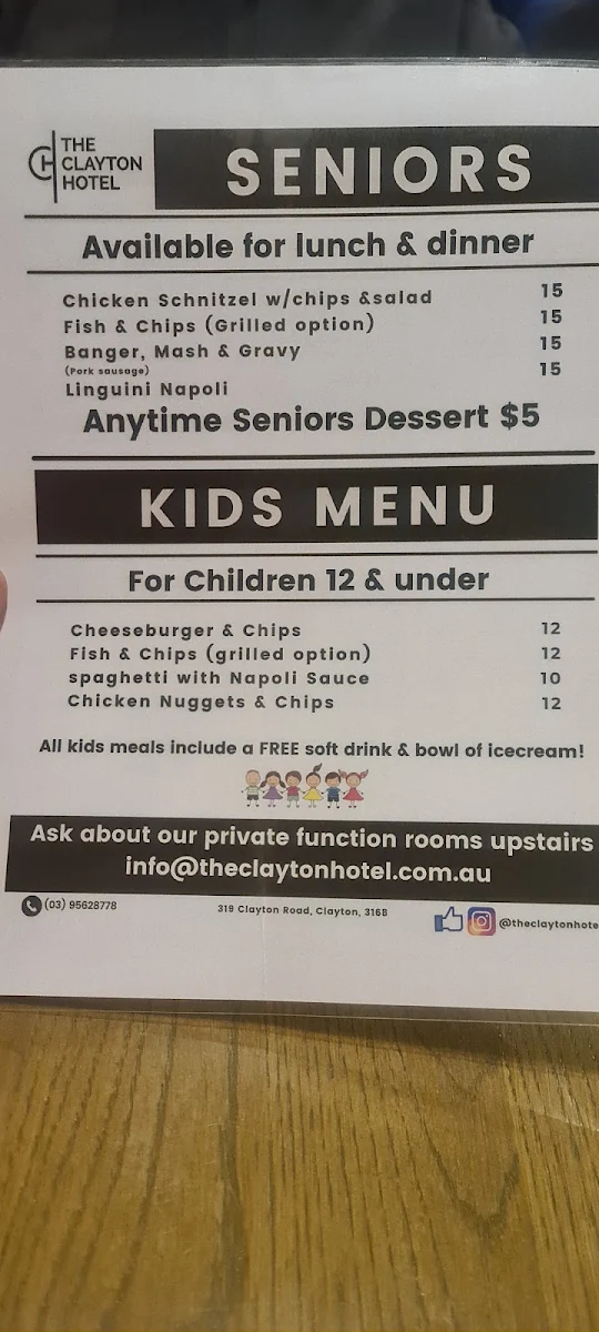 Menu, The Clayton Hotel