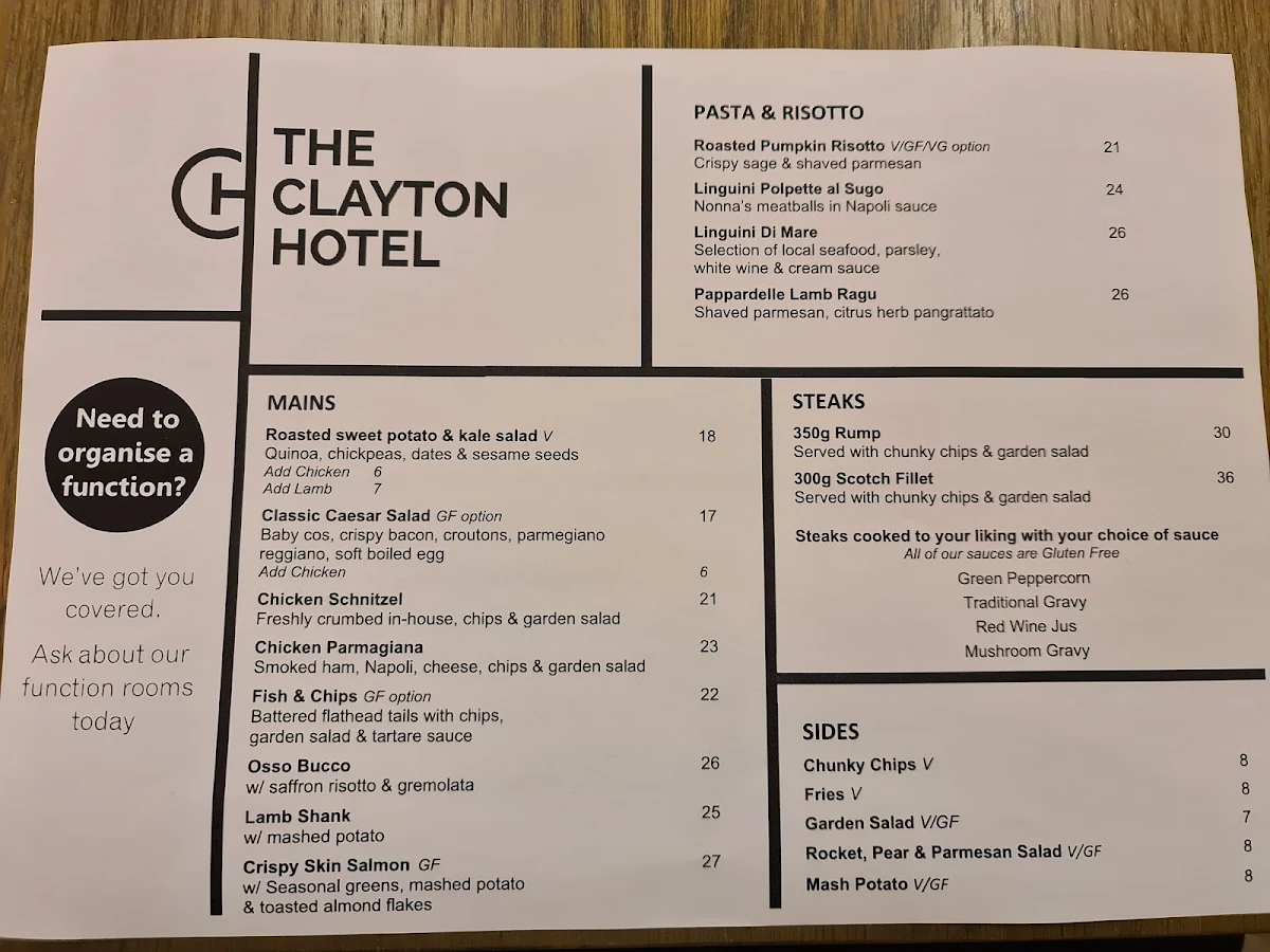 Menu, The Clayton Hotel