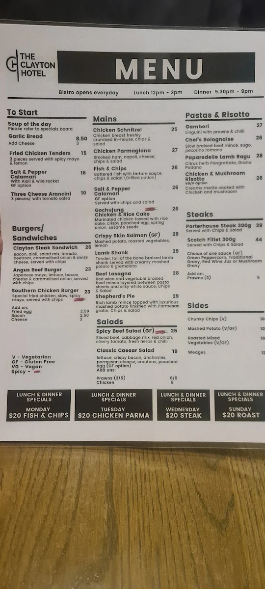 Menu, The Clayton Hotel