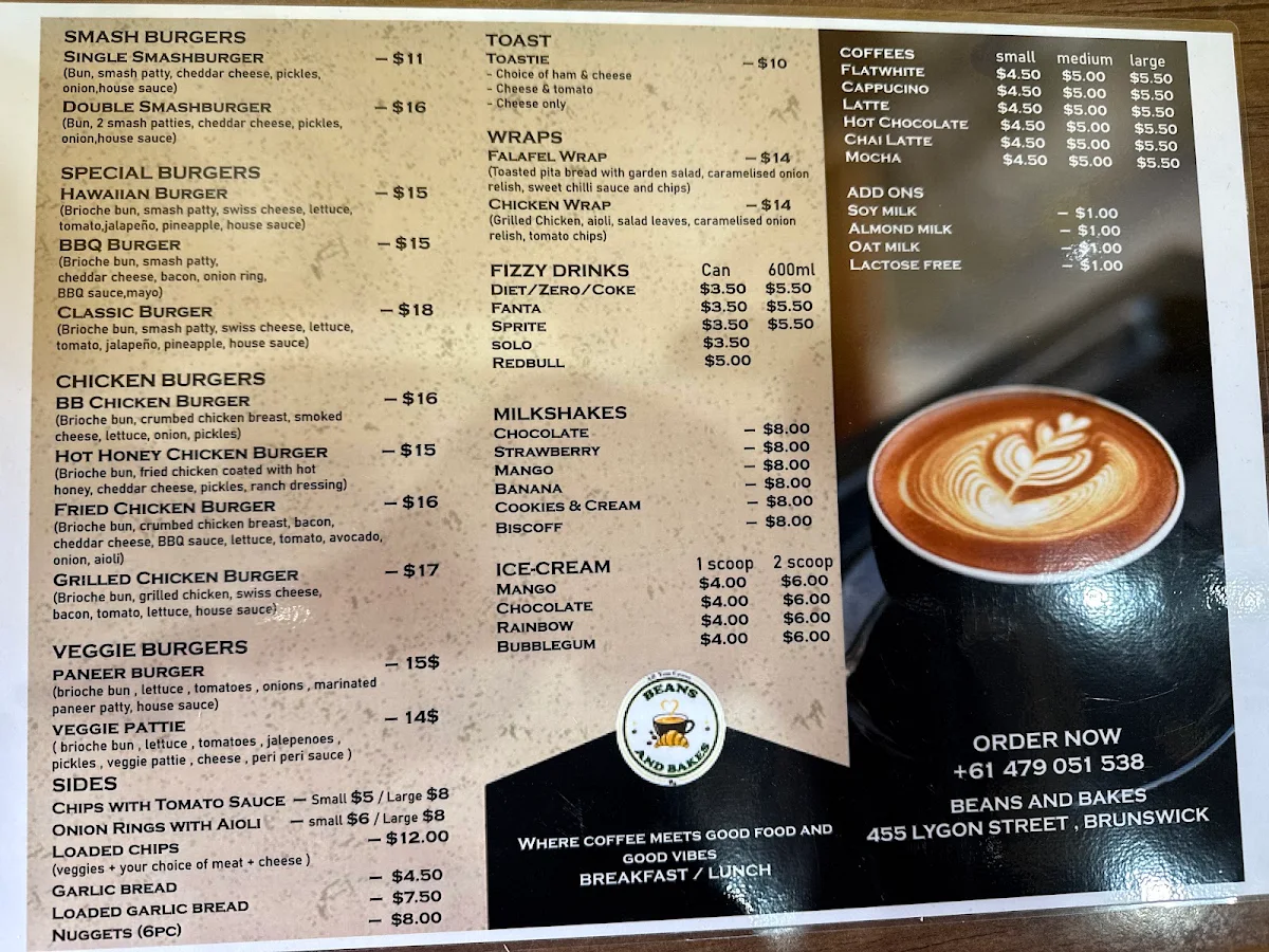 Menu, Beans and Bakes