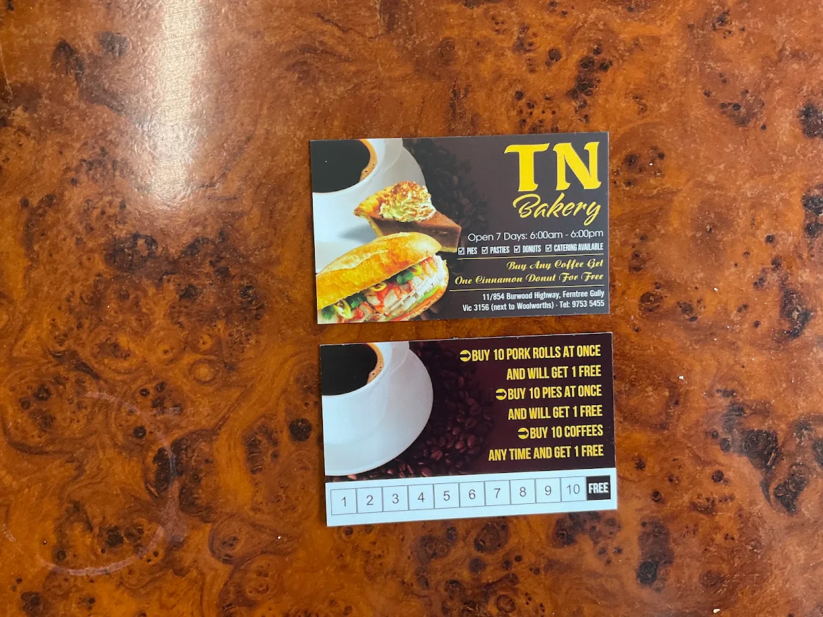 Menu, TN Bakery