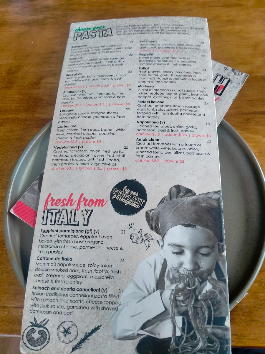 Menu, Product Of Italy Minchinbury
