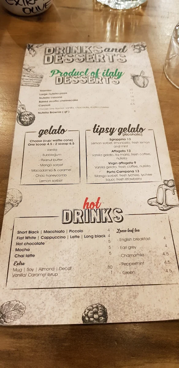 Menu, Product Of Italy Minchinbury