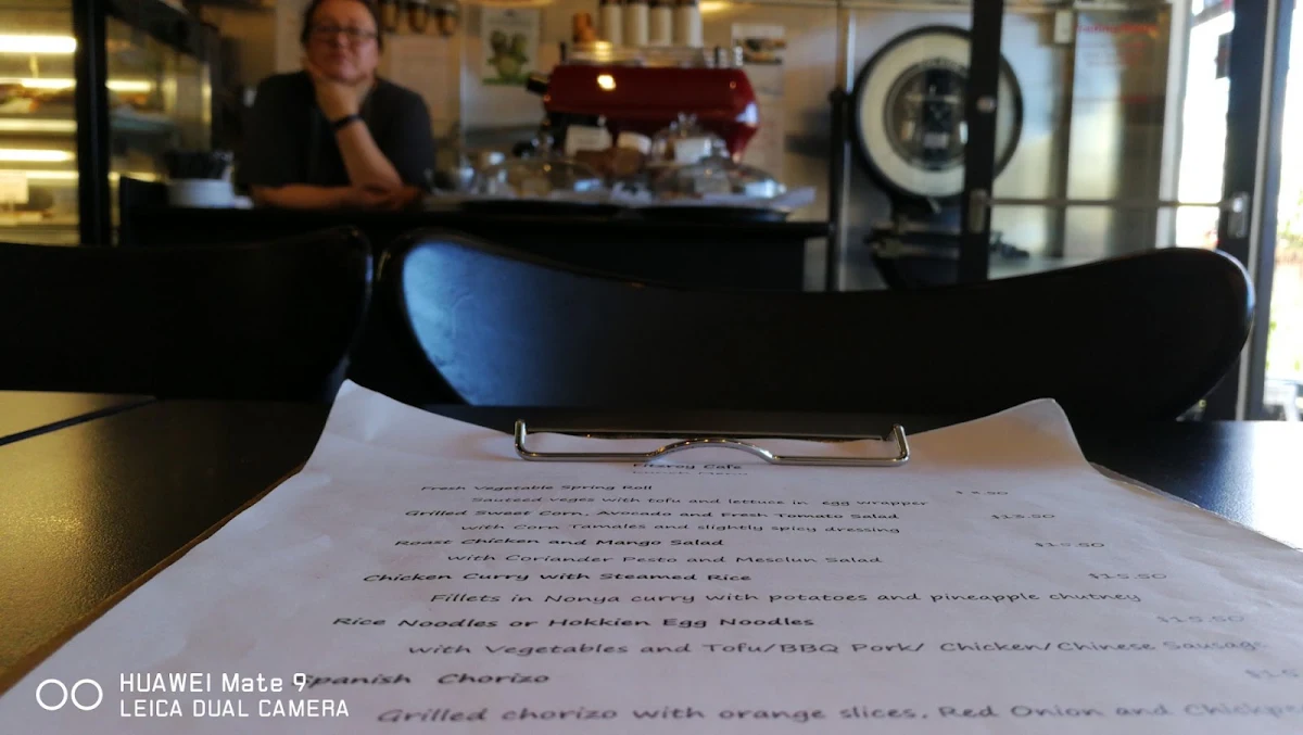 Menu, Fitzroy Cafe