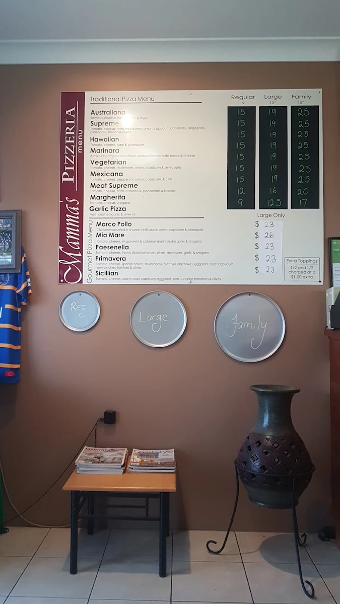Menu, Mamma's Italian Kitchen
