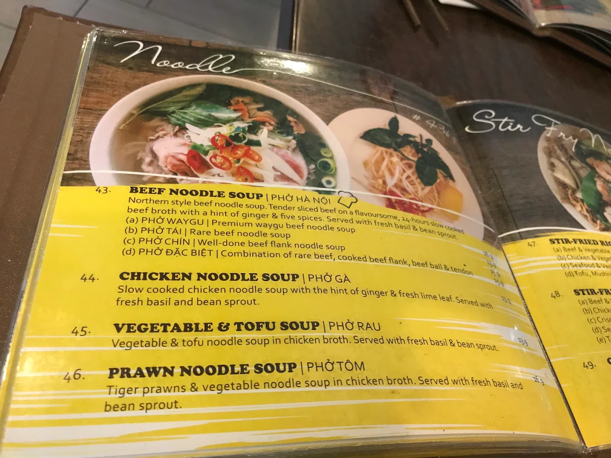 Menu, La Sen Vietnamese Restaurant