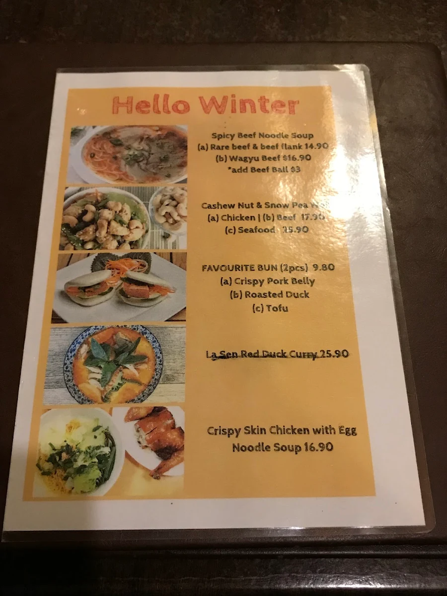 Menu, La Sen Vietnamese Restaurant
