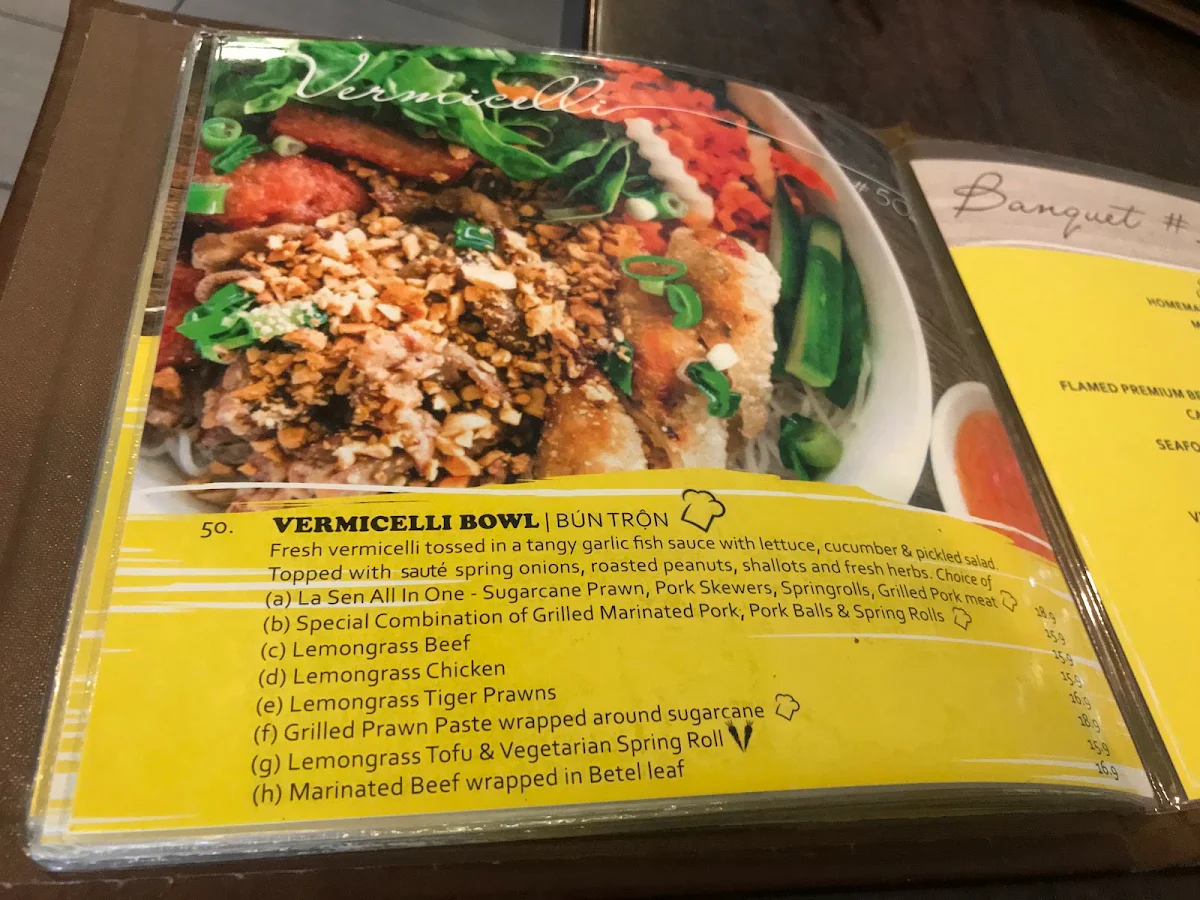Menu, La Sen Vietnamese Restaurant