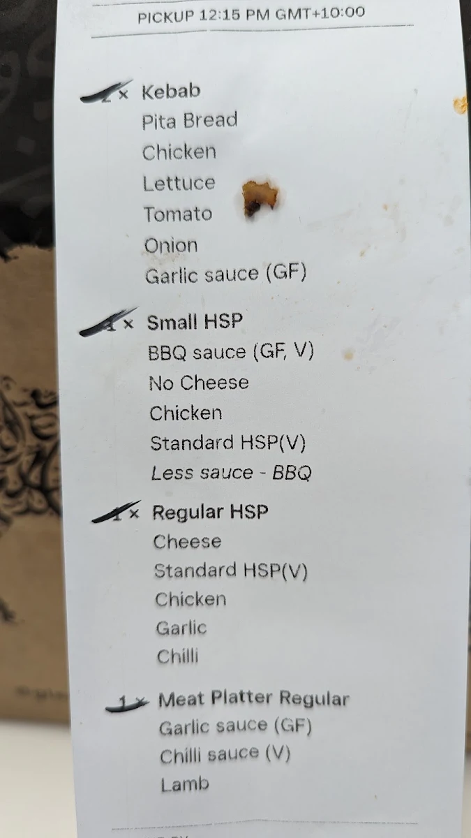 Menu, Glenny Kebabs - Glen Waverley