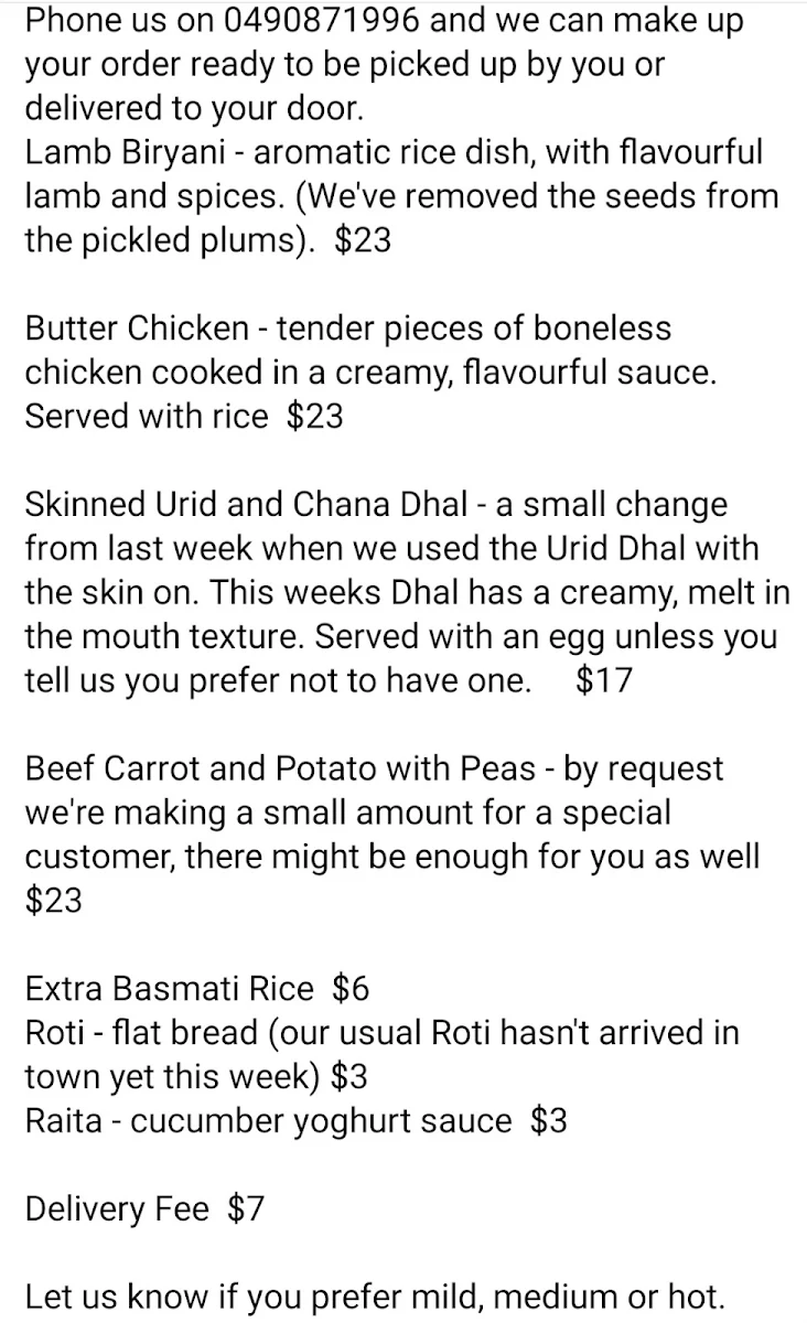 Menu, Lazeez Food Delicious