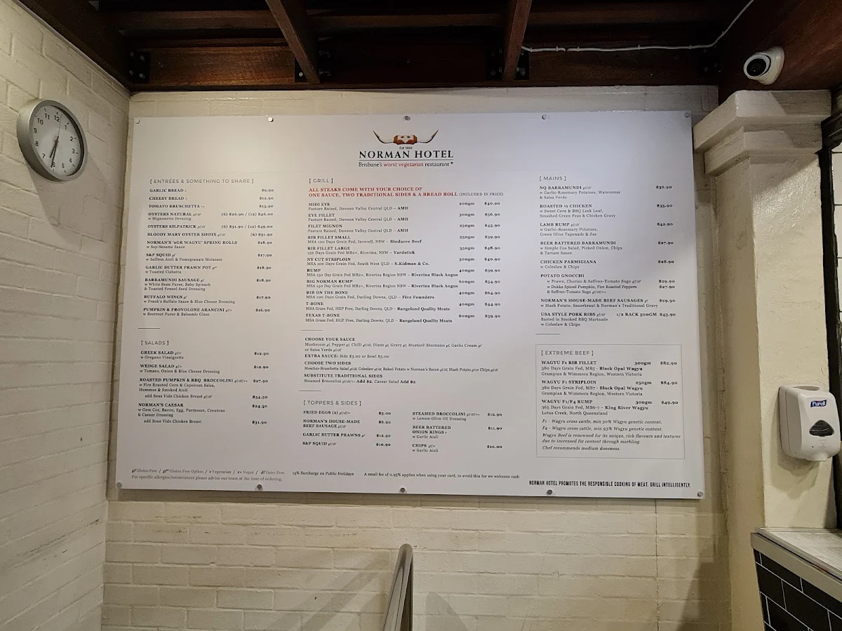 Menu, Norman Hotel