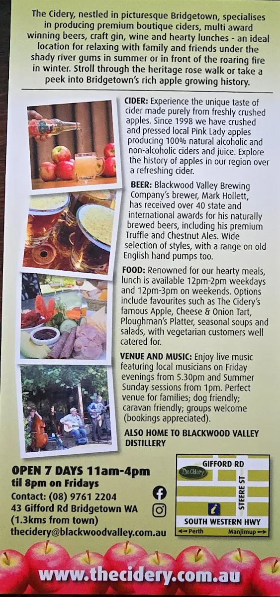 Menu, Blackwood Cafe