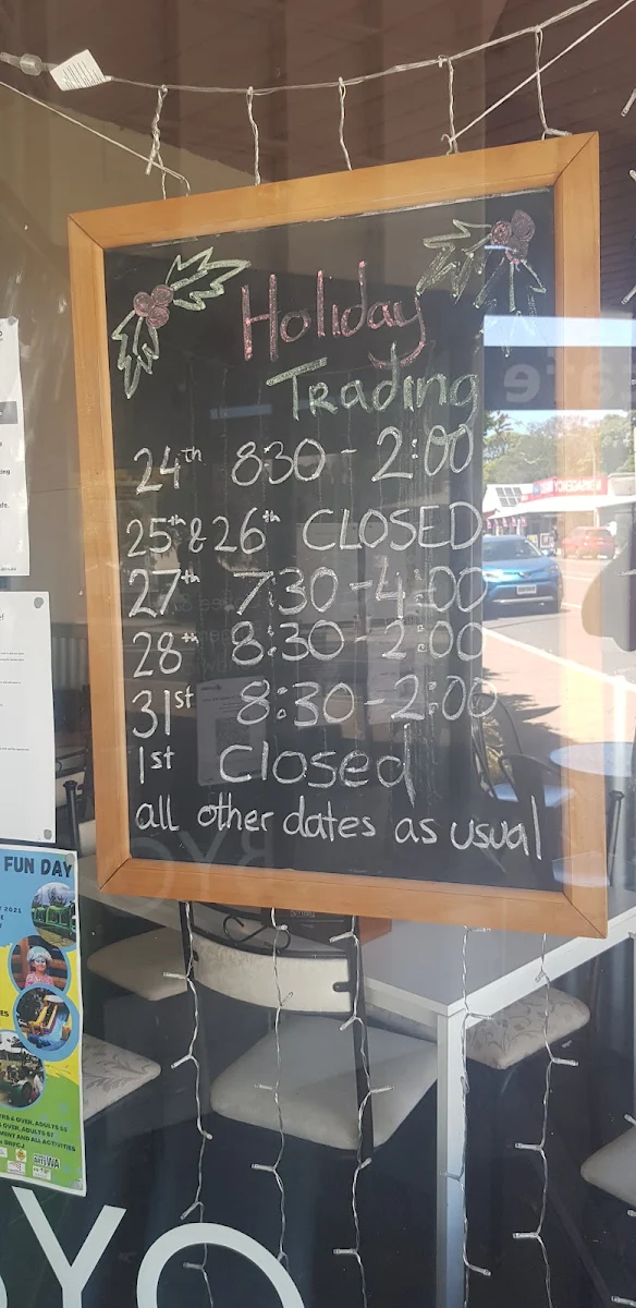 Menu, Blackwood Cafe