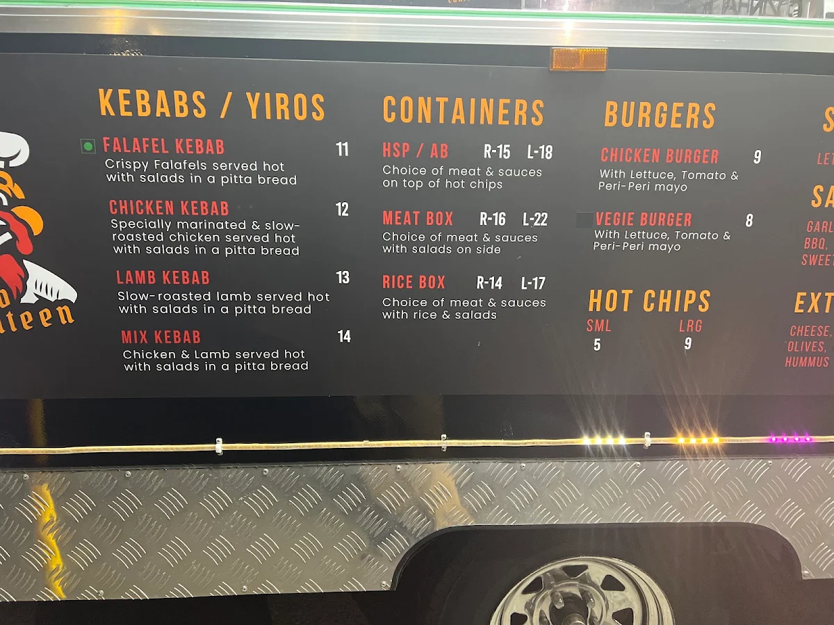 Menu, Kebab Canteen