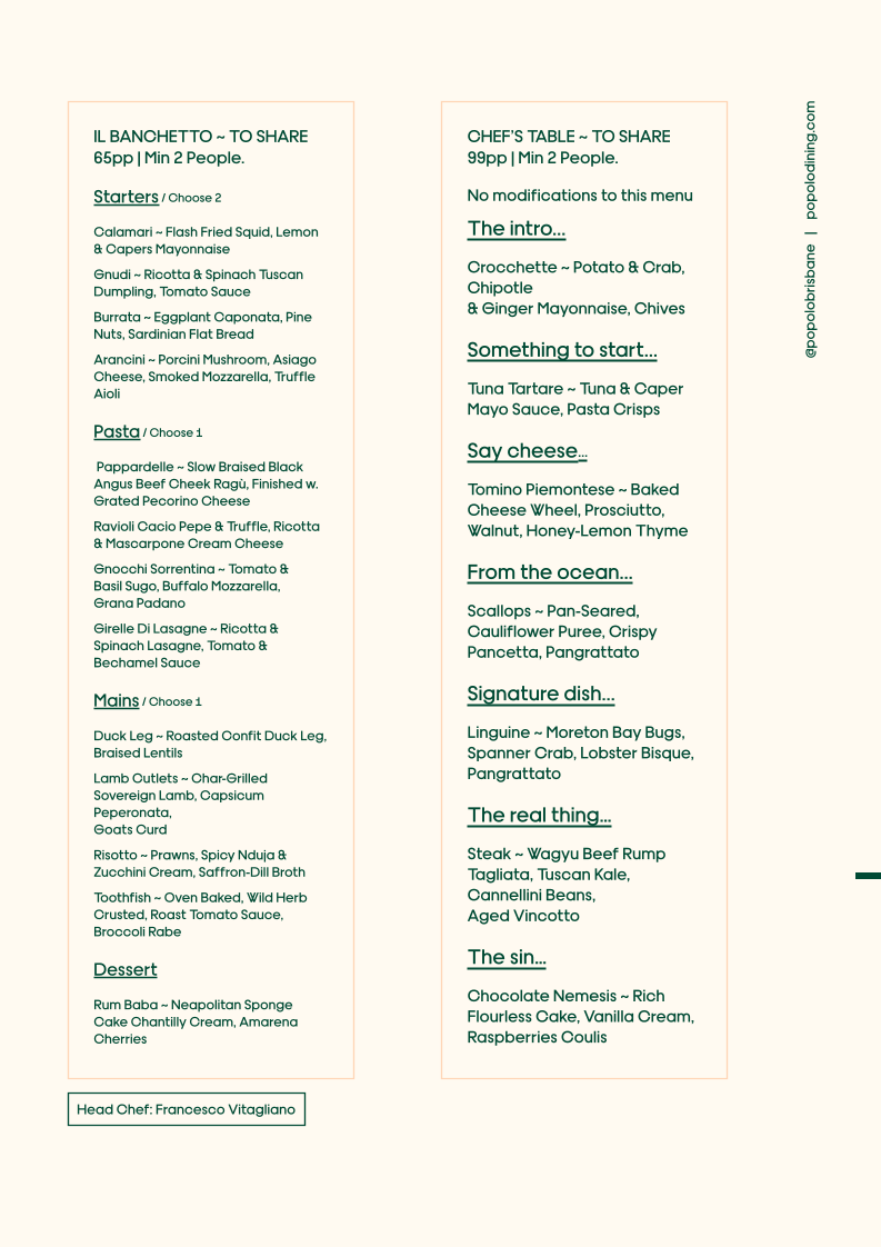 Menu, POPOLO