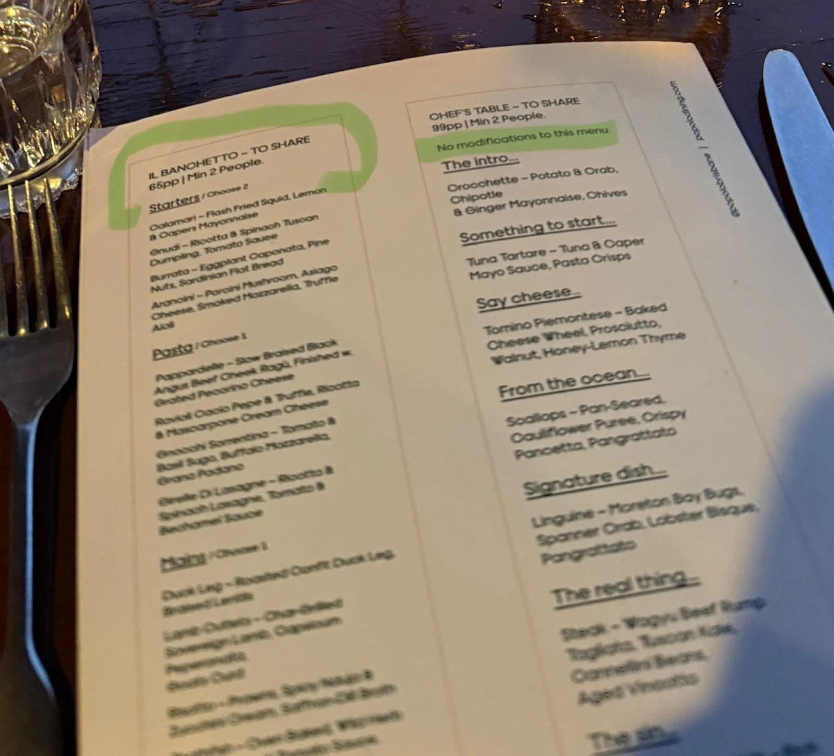 Menu, POPOLO