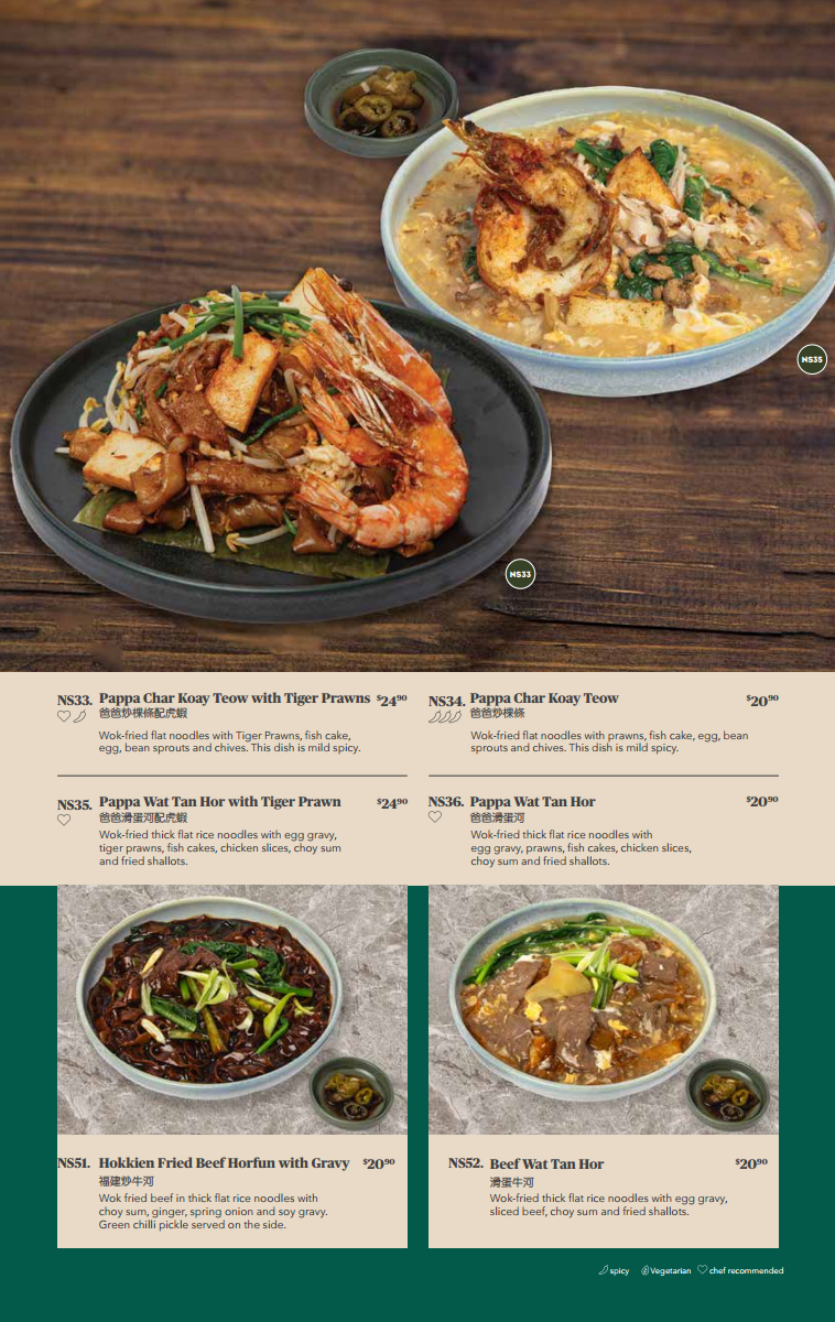 Menu, PappaRich Chadstone