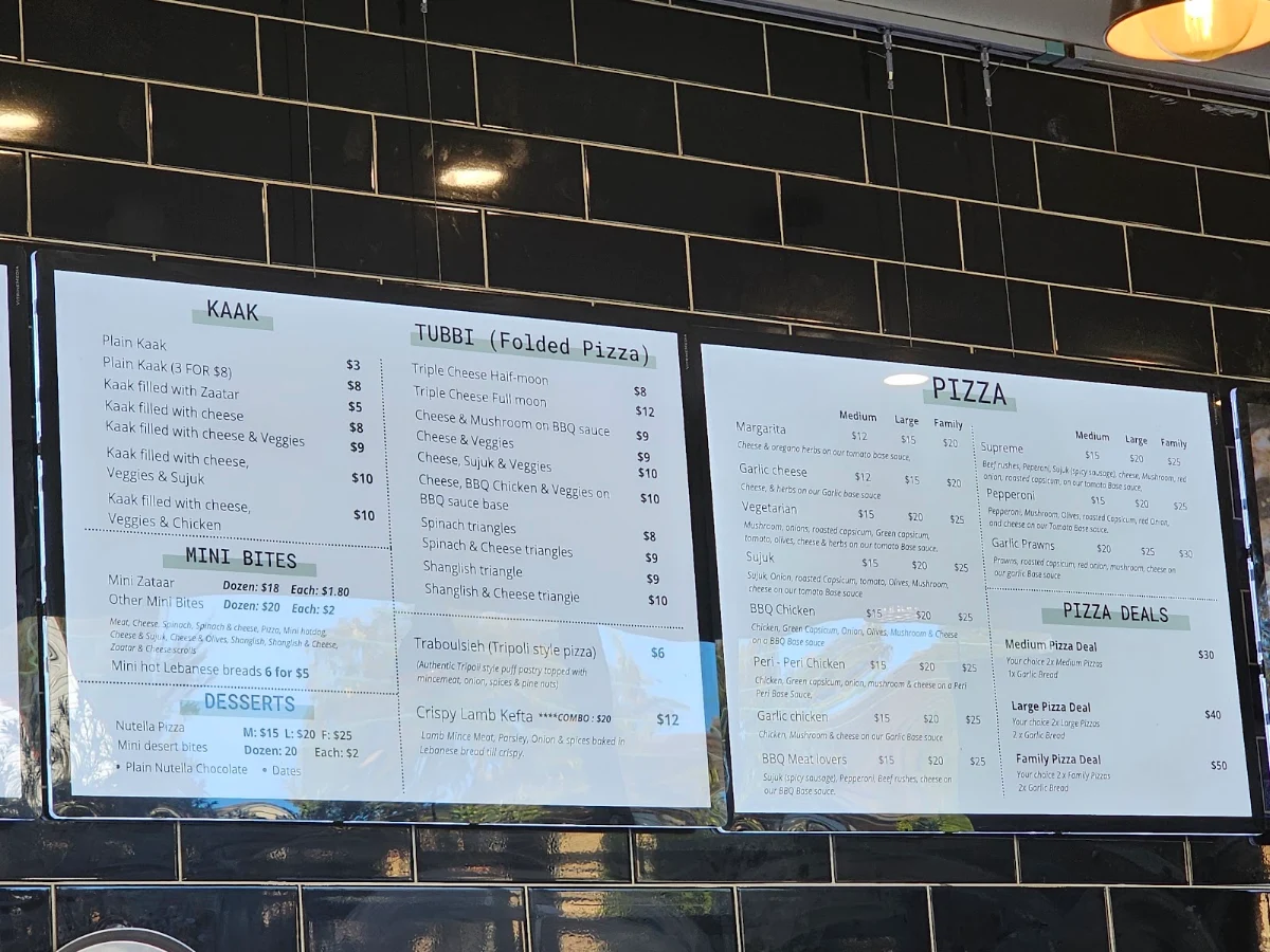 Menu, Tripoli Pizza