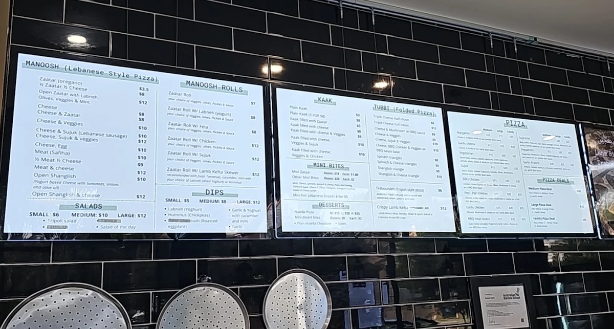 Menu, Tripoli Pizza