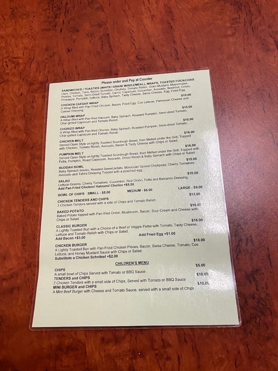 Menu, Coffee By Design Ballarat