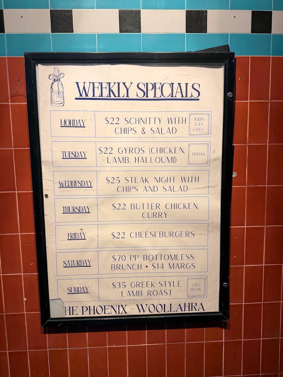 Menu, Phoenix, Woollahra