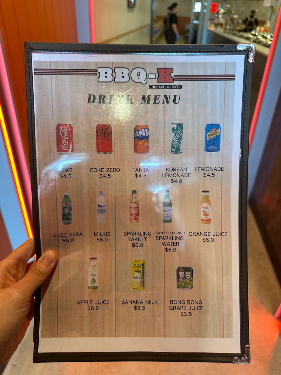Menu, BBQ-K Endeavour Hills