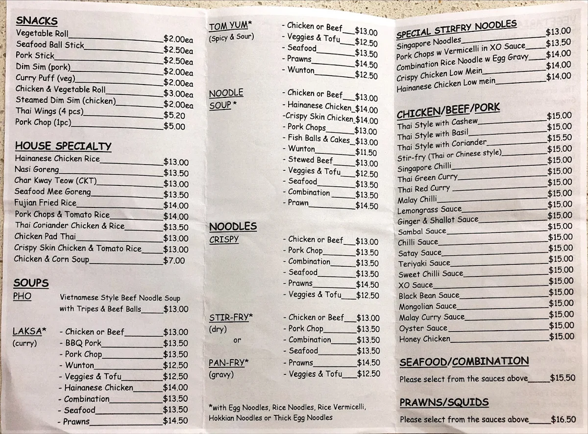 Menu, Mee The Noodle House Burwood