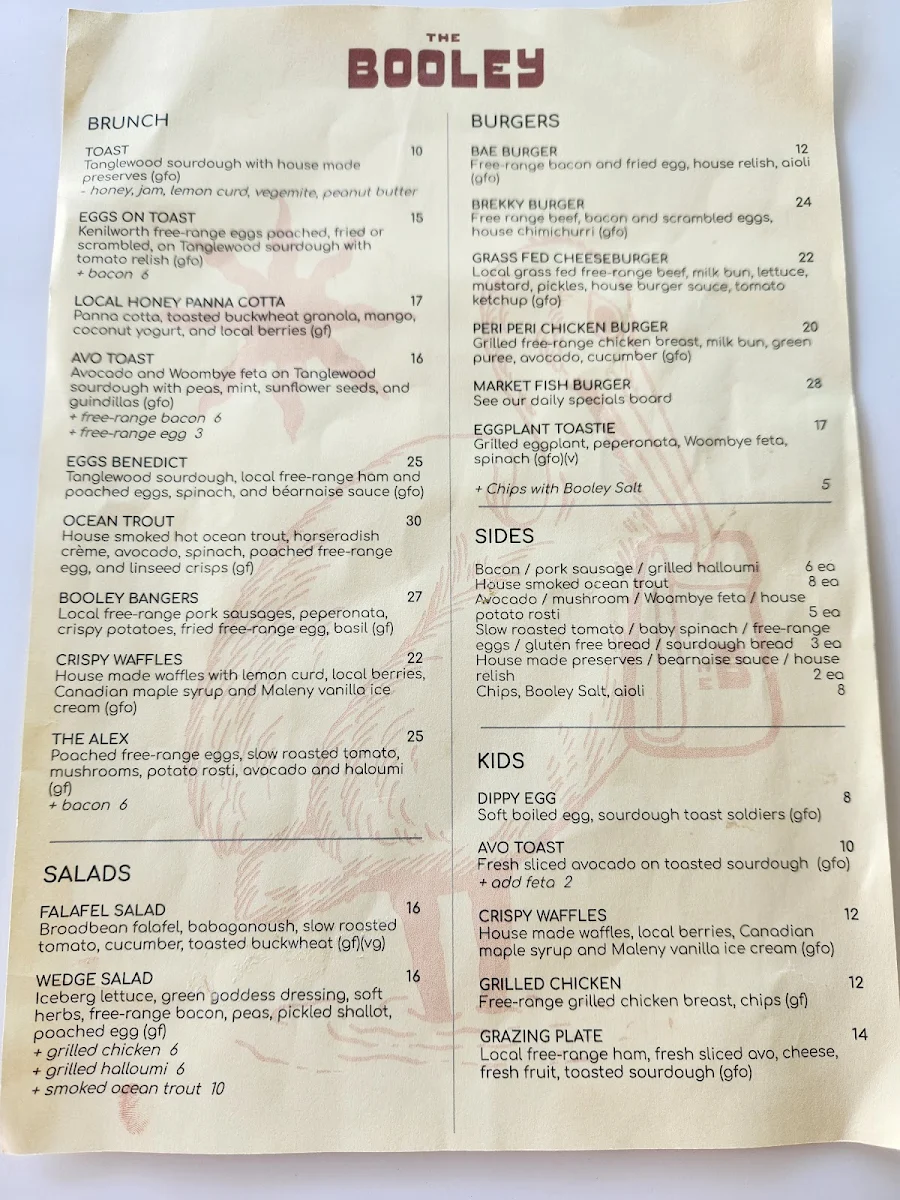 Menu, The Booley