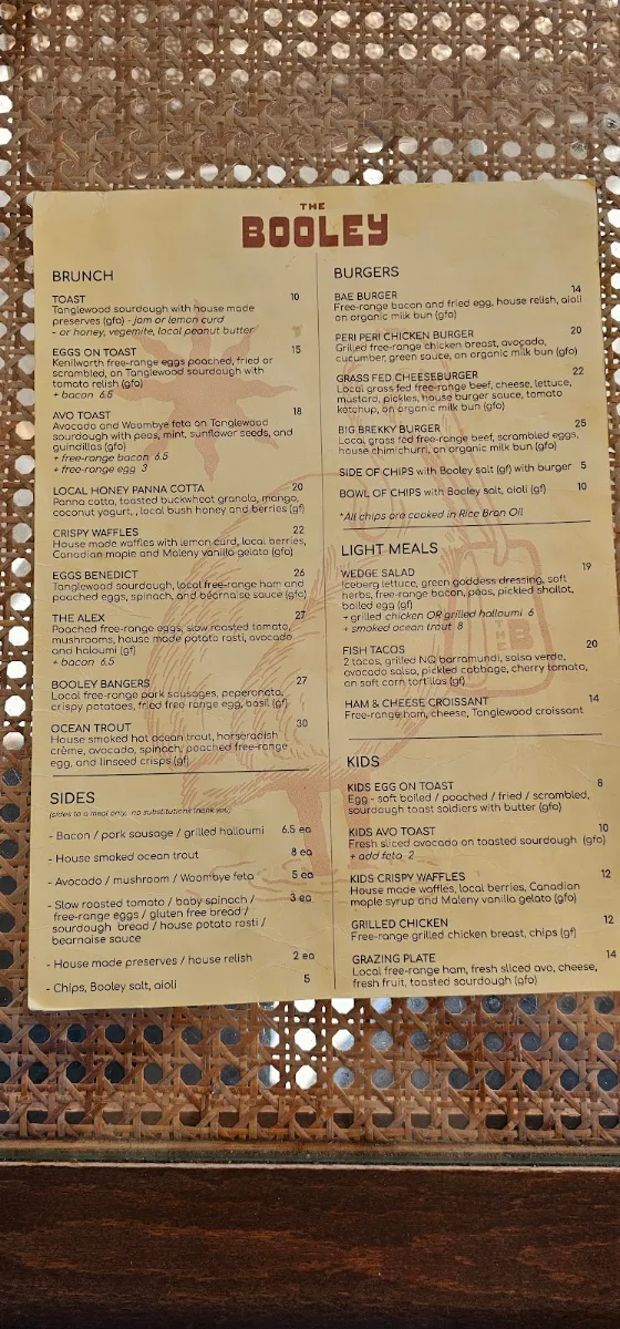 Menu, The Booley