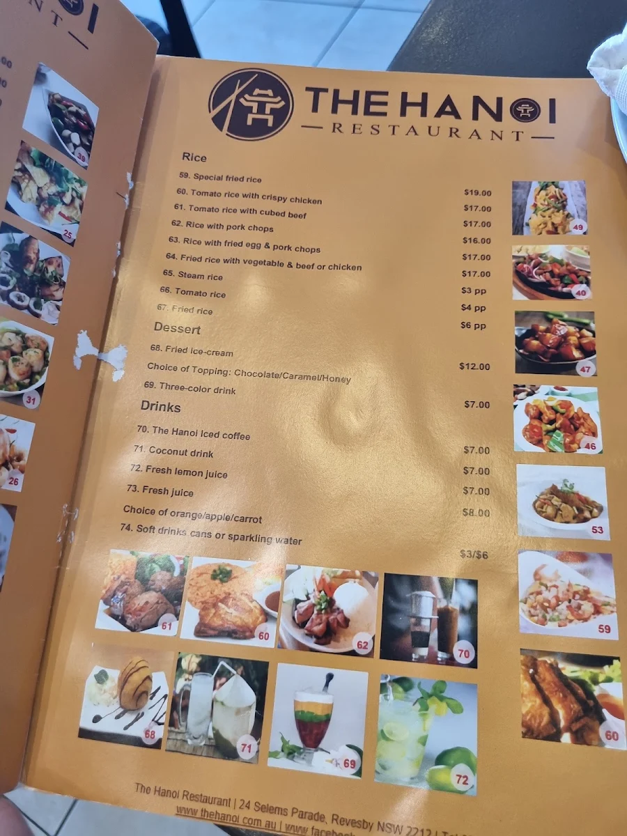 Menu, The Hanoi Restaurant