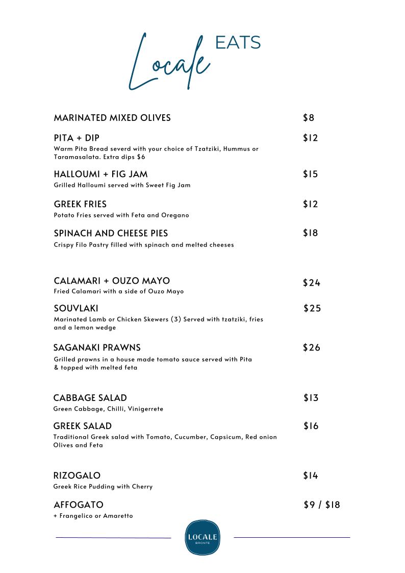 Menu, Locale Bronte