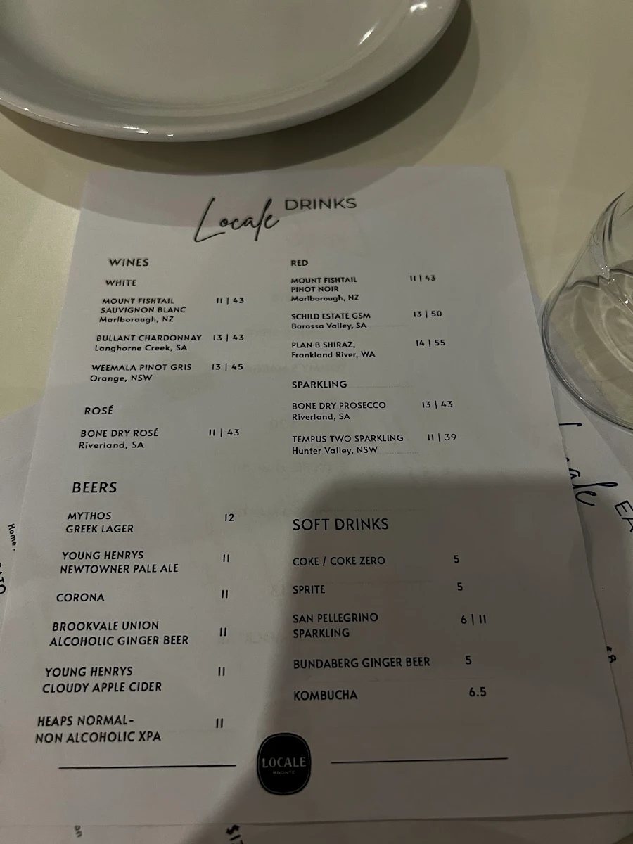 Menu, Locale Bronte