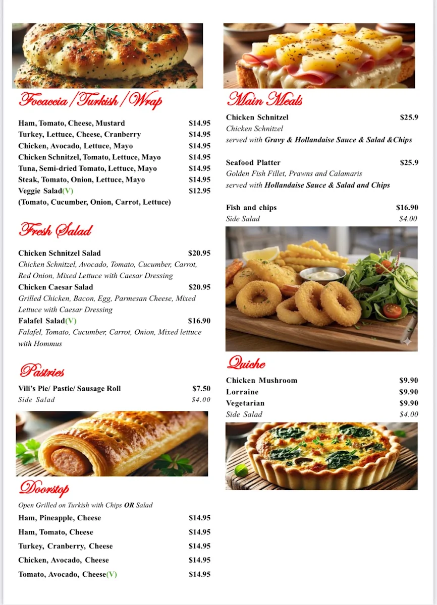 Menu, Scootz Café