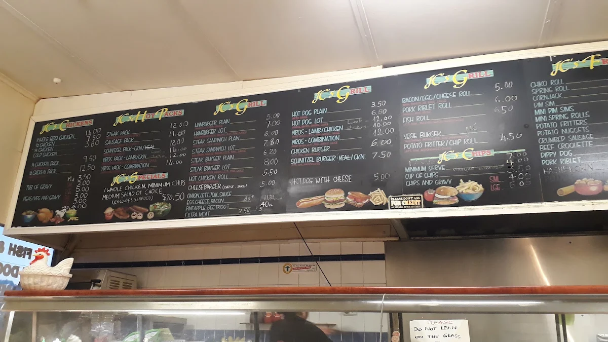 Menu, JC’s Takeaway
