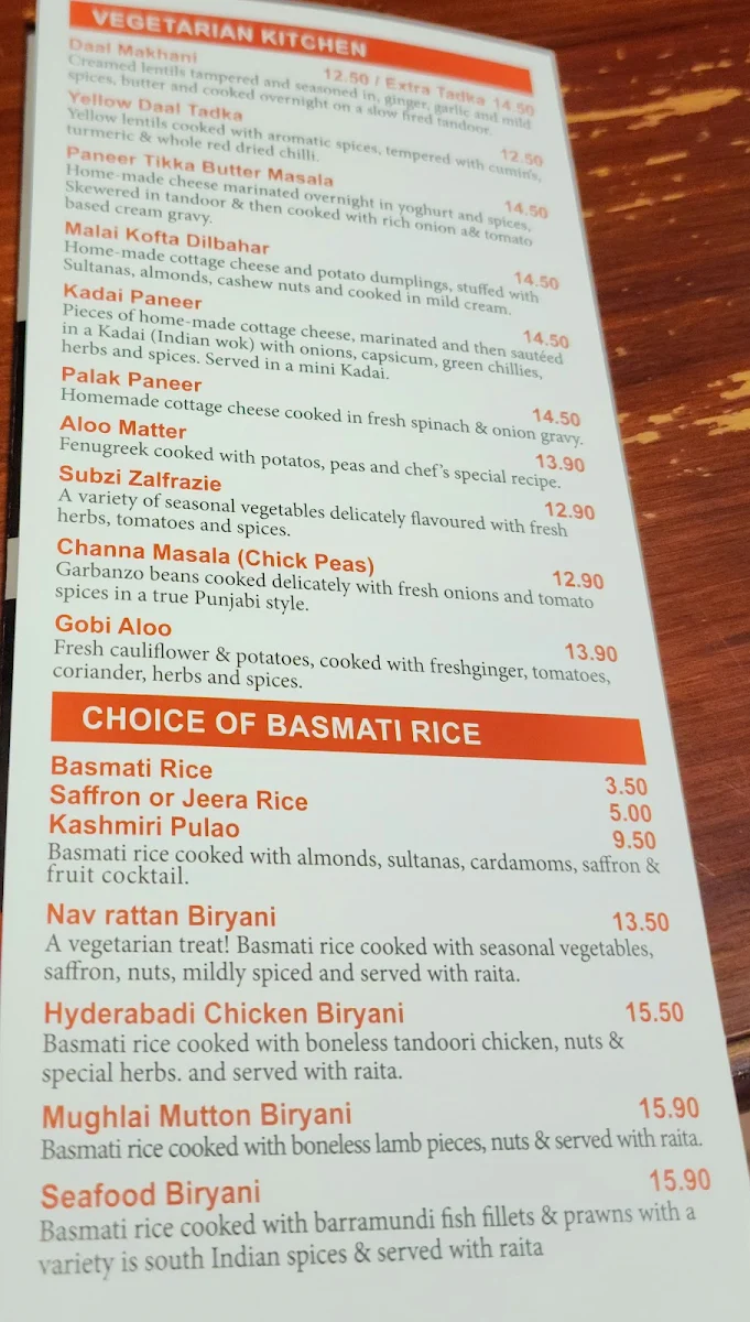 Menu, Tikkka N Talkk Indian Restaurant