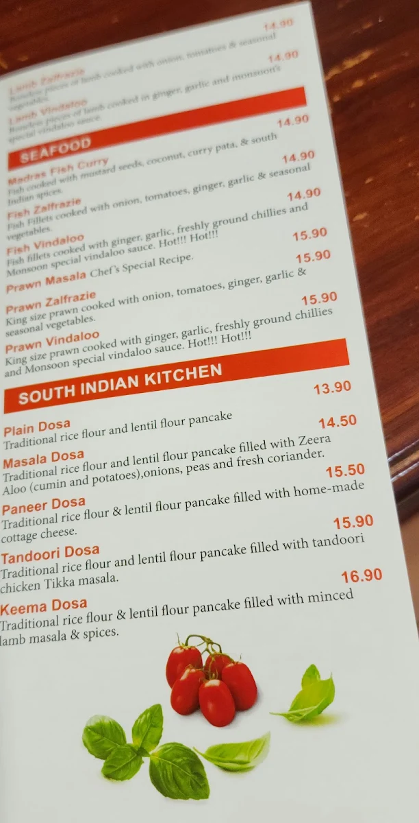 Menu, Tikkka N Talkk Indian Restaurant