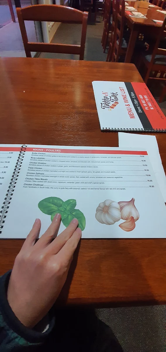 Menu, Tikkka N Talkk Indian Restaurant