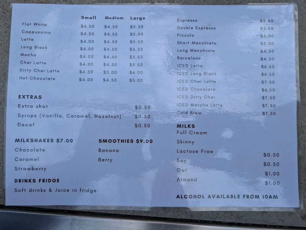 Menu, Five Sisters Cafe and Bar