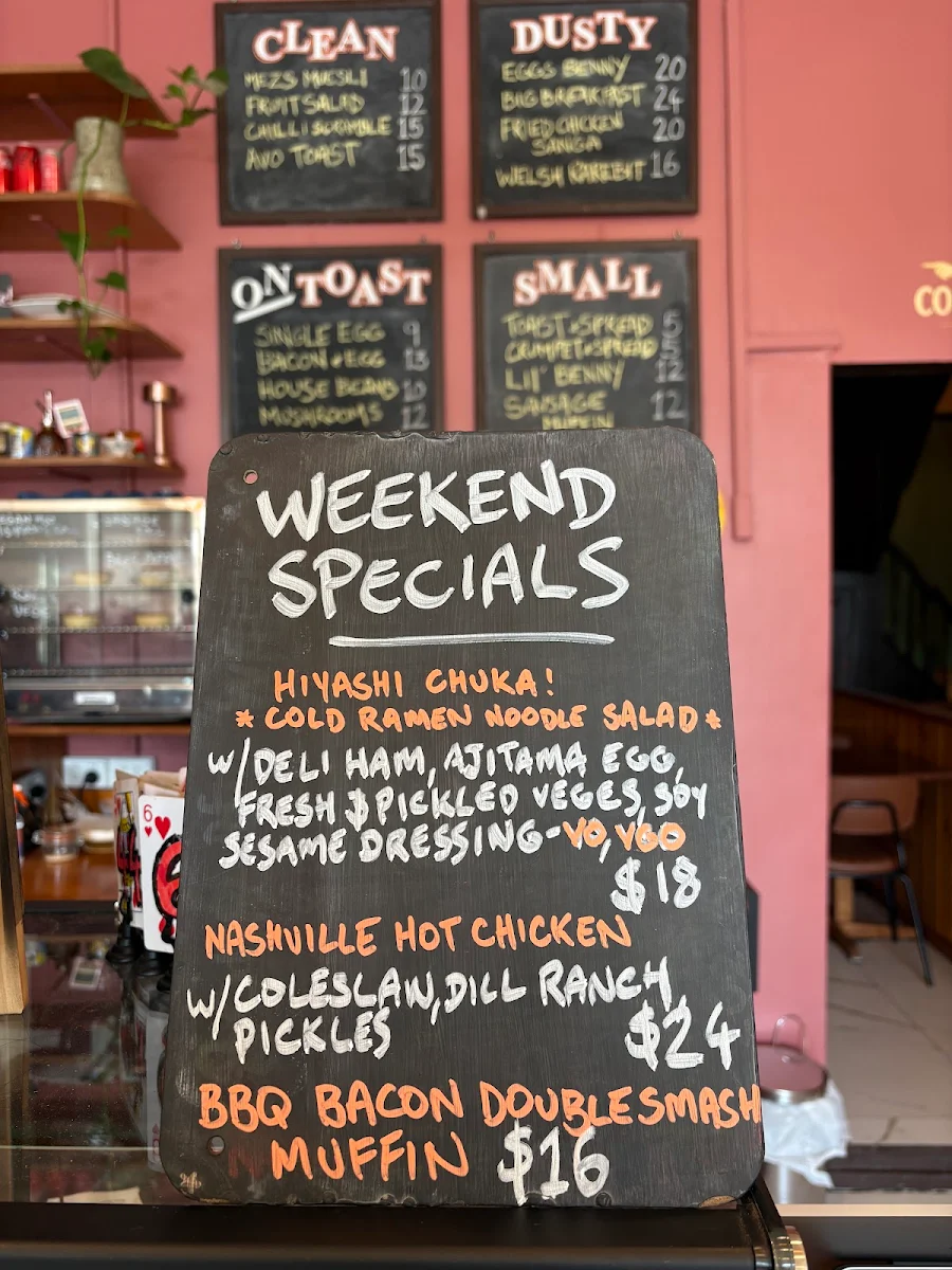 Menu, Dusty's Fitzroy