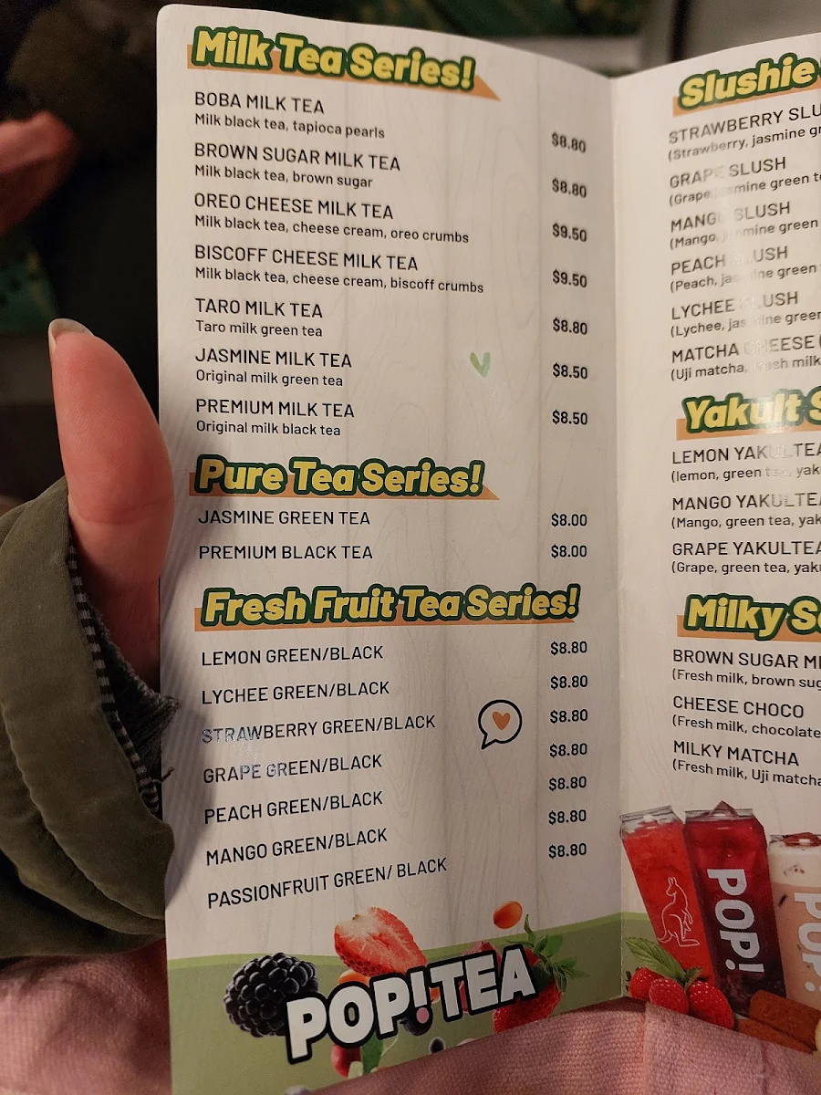 Menu, POP! Tea